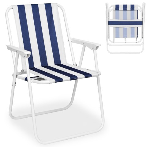 KRZESŁO TURYSTYCZNE SKŁADANE ALAN GRANATOWE PASKI