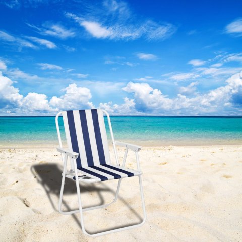 KRZESŁO TURYSTYCZNE SKŁADANE ALAN GRANATOWE PASKI