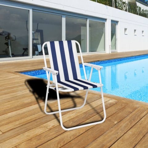 KRZESŁO TURYSTYCZNE SKŁADANE ALAN GRANATOWE PASKI