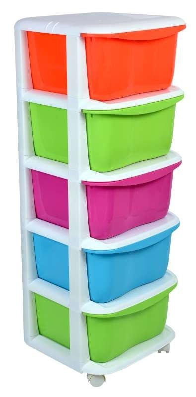 POJEMNIK NA ZABAWKI 5 SZUFLAD NA KÓŁKACH