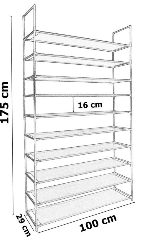 PÓŁKA NA BUTY MELA - 50 PAR - CZARNA