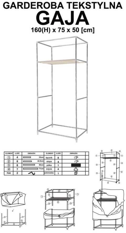 SZAFA TEKSTYLNA GAJA VITTO - BRĄZ