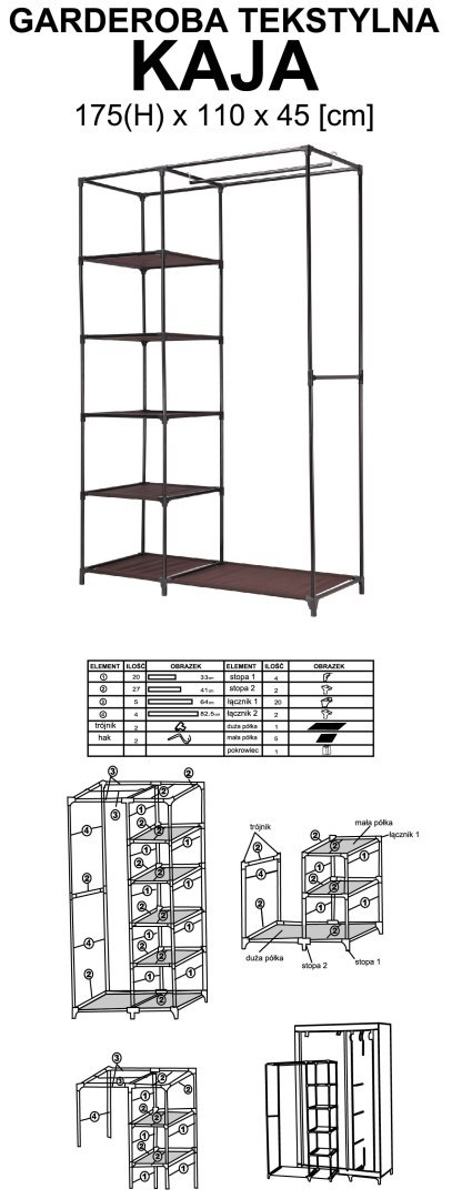 SZAFA TEKSTYLNA KAJA VITTO - BRĄZ