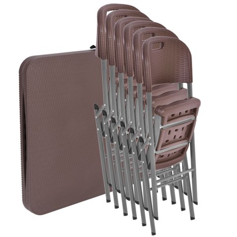 ZESTAW CATERINGOWY RATTAN STÓŁ 180 CM + 6 KRZESEŁ