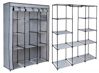 SZAFA TEKSTYLNA Z 10 PÓŁKAMI MIRA MAXI - SZARA