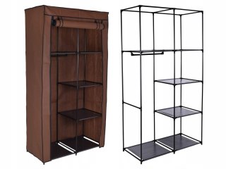 SZAFKA TEKSTYLNA Z 6 PÓŁKAMI MIRA - CIEMNY BRĄZ