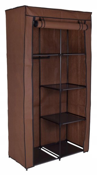 SZAFKA TEKSTYLNA Z 6 PÓŁKAMI MIRA - CIEMNY BRĄZ