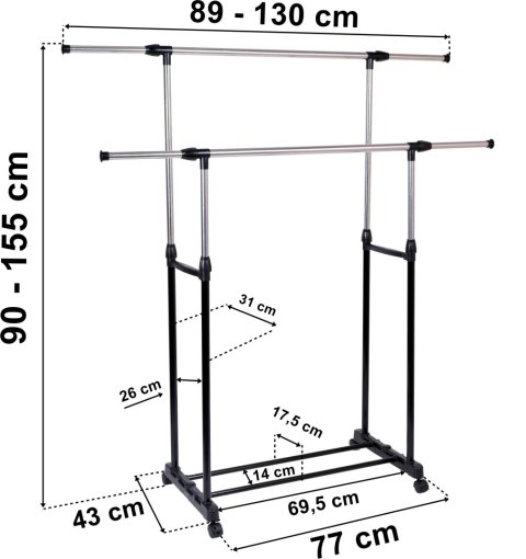 WIESZAK STOJĄCY NA KÓŁKACH TIMI - PODWÓJNY