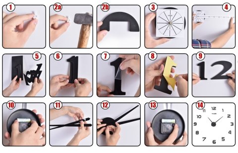 ZEGAR ŚCIENNY DIY BAST 3D SREBNY