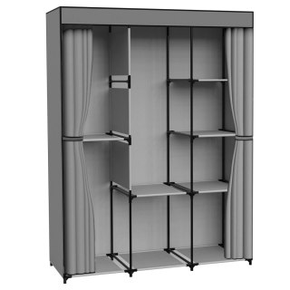 GARDEROBA Z 8 PÓŁKAMI CELINA ANTRACYT Z KURTYNĄ