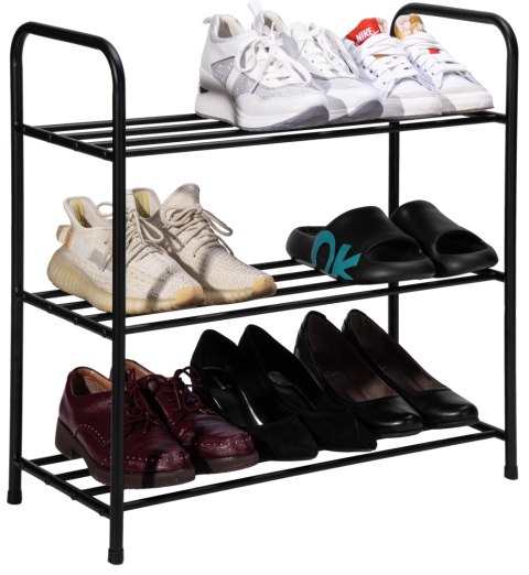 METALOWA PÓŁKA NA BUTY TIKI CZARNA 3 POZIOMY