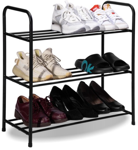 METALOWA PÓŁKA NA BUTY TIKI CZARNA 3 POZIOMY