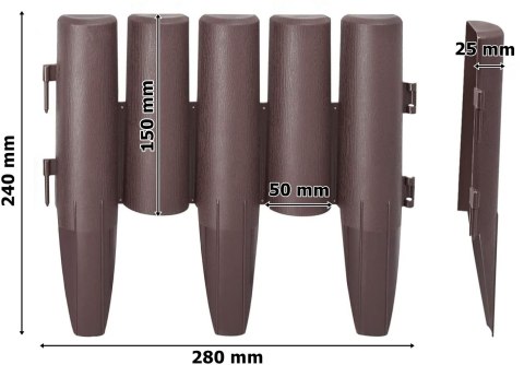 PALISADA TRAWNIKOWA OGRODOWA RIBERA BRĄZOWA 280 CM