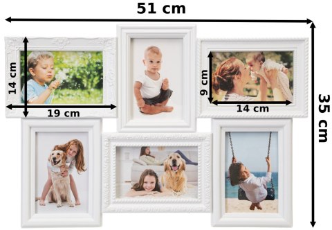 RAMKA NA ZDJĘCIA BAFRA 6 ZDJĘĆ BIAŁA