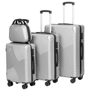 ZESTAW 4 WALIZEK PODRÓŻNYCH AZORES SREBRNY 4W1
