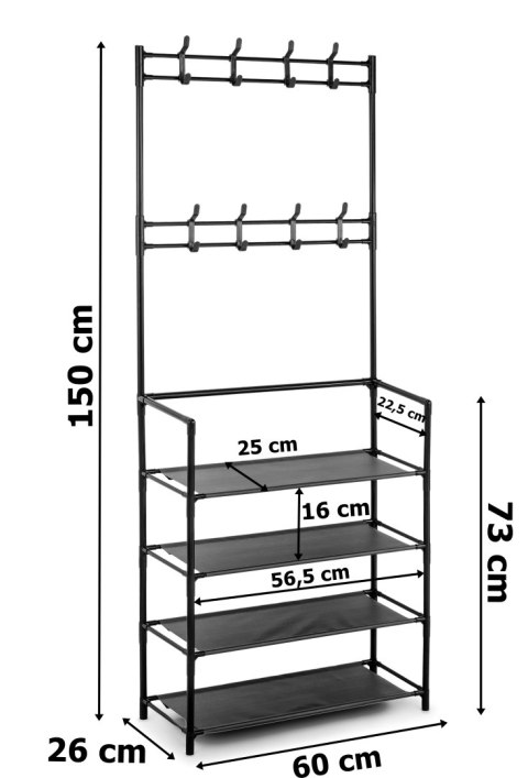 ZESTAW WIESZAK HANI CZARNY + 3 PUDEŁKA NA BUTY FUKSJA
