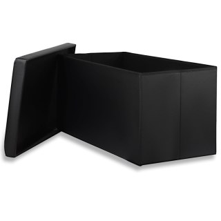 Pufa ze schowkiem siedzisko skrzynia otwierana 80x40 cm pikowana czarna