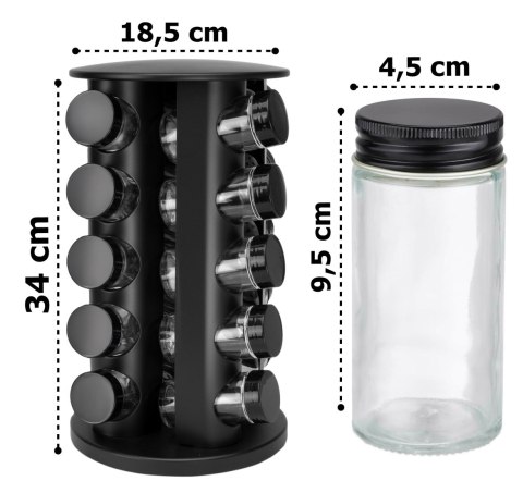 Stojak na przyprawy obrotowy ROTOR BLACK