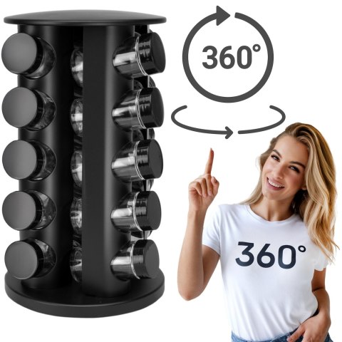 Stojak na przyprawy obrotowy ROTOR BLACK