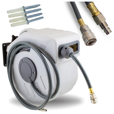 Wąż pneumatyczny na zwijaku automatyczny bęben 20m 1/4" do kompresora