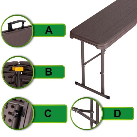Ławka cateringowa składana WOODLAND brązowa 183 cm