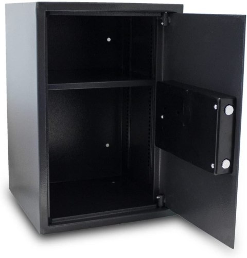 Sejf elektroniczny grafitowy solidny zamek montaż regulowana półka Czarny