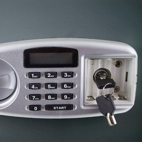 Sejf elektroniczny grafitowy solidny zamek montaż regulowana półka Czarny