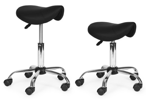 Stołek obrotowy siodło taboret kosmetyczny medyczny fotel regulowany czarny ModernHome
