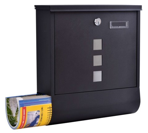 Skrzynka pocztowa na listy Hans z gazetnikiem czarna