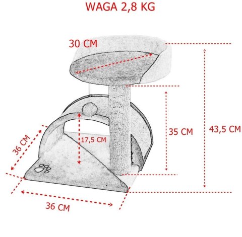 DRAPAK DLA KOTA MAŁY LEGOWISKO SŁUPEK BUDKA HAMAK BEŻOWY 43 CM