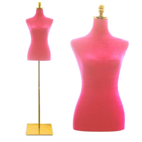 Manekin krawiecki damski regulowany 170-190 cm lekki i stabilny różowy