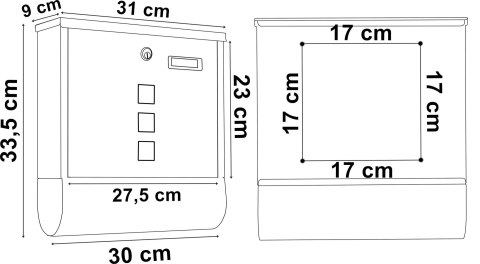 Skrzynka pocztowa na listy Hans czarny z napisami