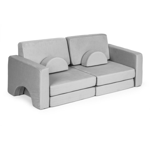 Sofa składana modułowa dla dzieci duża 2 osobowa DIY 10 miękkich poduch - szara ECOTOYS