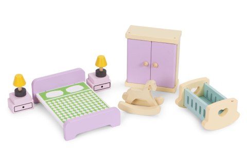 Drewniane mebelki do domu dla lalek akcesoria zestaw 30 elementów