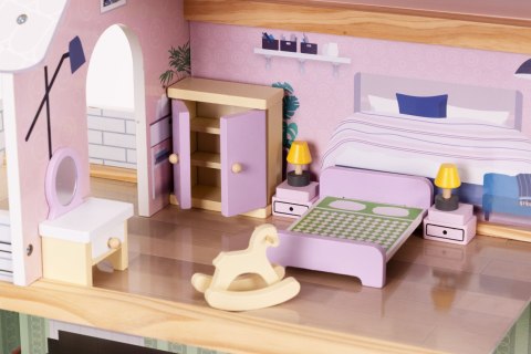 Drewniane mebelki do domu dla lalek akcesoria zestaw 30 elementów