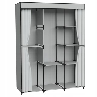 GARDEROBA Z 8 PÓŁKAMI CELINA SZARA Z KURTYNĄ