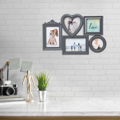 RAMKA NA ZDJĘCIA CORAZON 5 ZDJĘĆ SZARA