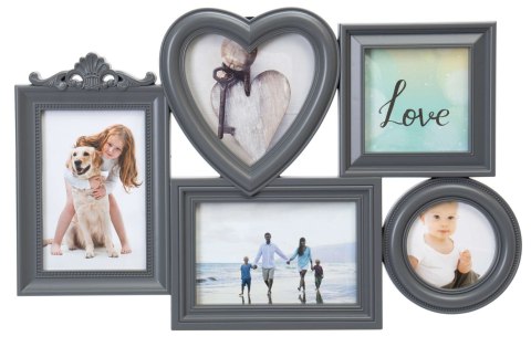 RAMKA NA ZDJĘCIA CORAZON 5 ZDJĘĆ SZARA