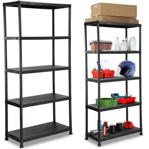 REGAŁ PLASTIKOWY MAXER 5 POZIOMÓW CZARNY