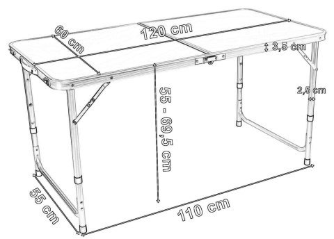 STOLIK TURYSTYCZNY TRIP SKŁADANY 120X60 CM BLACK WOOD CZARNY