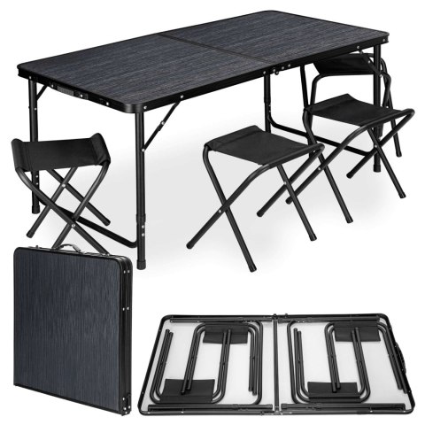 ZESTAW TURYSTYCZNY TRAMP KEMPINGOWY SKŁADANY 120X60 CM BLACK WOOD CZARNY