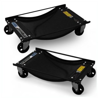 Wózki Manewrowe 450 kg 2 Sztuki Czarne Rolki Transportowe do Samochodów