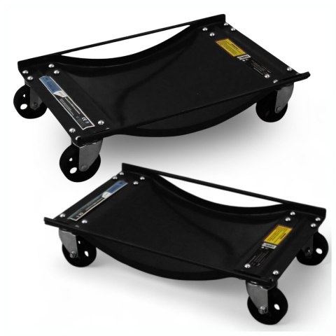 Wózki Manewrowe 450 kg 2 Sztuki Czarne Rolki Transportowe do Samochodów