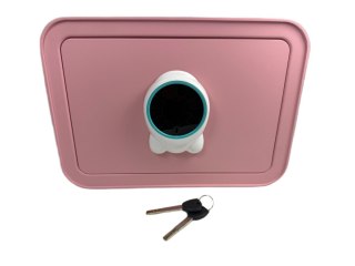 Różowy sejf biurowy domowy na kod i klucz