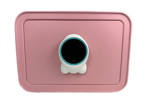 Różowy sejf biurowy domowy na kod i klucz