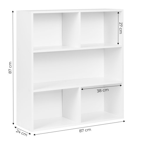Nowoczesny regał stojący do salonu i sypialni 3 poziomy biały ModernHome