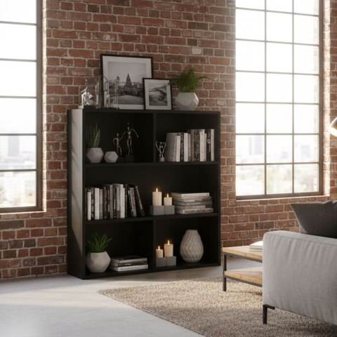 Nowoczesny regał stojący do salonu i sypialni 3 poziomy czarny ModernHome