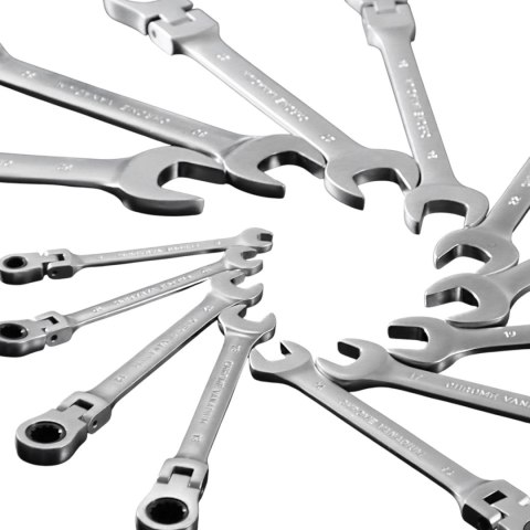 Zestaw Kluczy Oczkowych z Grzechotką 13 el Elastycznych 8-32mm Stal Walizka