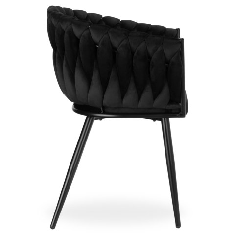 KRZESŁO WELUROWE PLECIONE COFTON BLACK VELVET CZARNY