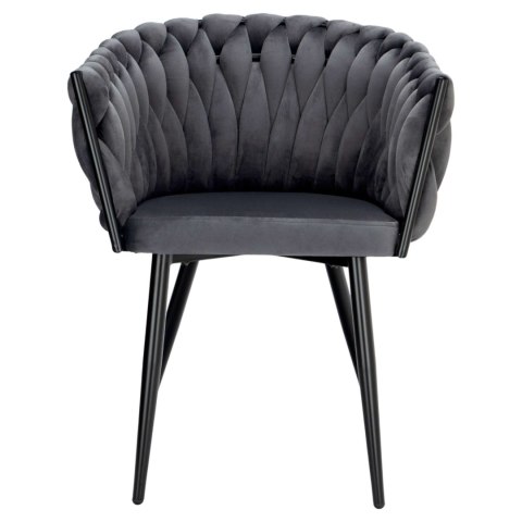 KRZESŁO WELUROWE PLECIONE COFTON BLACK VELVET GRAFITOWY